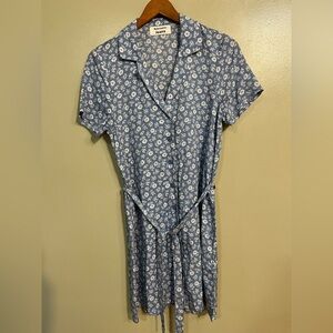 Reformation Jeans Blue Floral Daisy  Button-Up Shirt Mini Dress Size Small